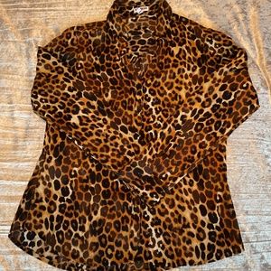 Express M Cheetah Print Portofino Shirt